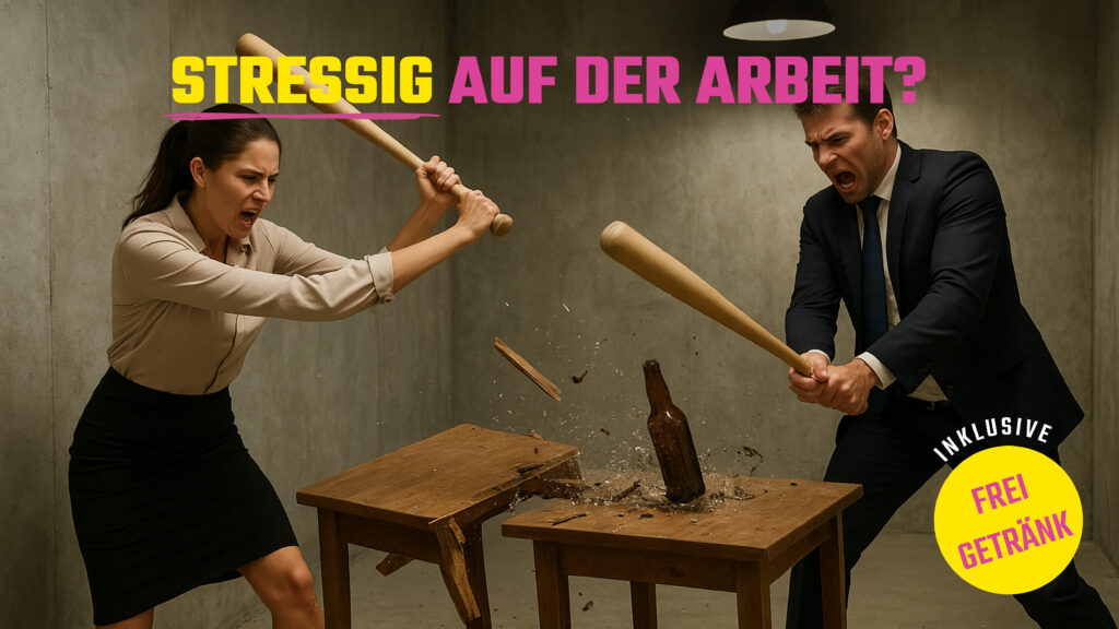 Nach der Arbeit in einem Smash Room bzw. Rage Room, alles zerstören